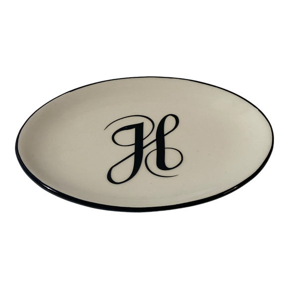 Mud Pie Ceramic Soap Dish Letter H Initial Monogram  5.5x3.75x.75" NEW - Picture 2 of 5